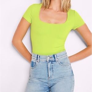 Body Contour Ribbed Square Neck Thong Bodysuit